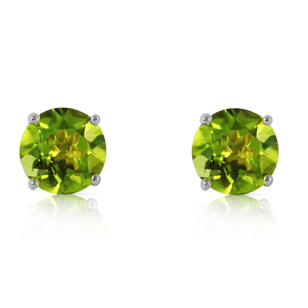 14K. GOLD STUD EARRING WITH NATURAL PERIDOTS - Picture 2 of 6